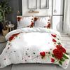 Gül Çiçeği Nevresim Takımı Tek Kişilik Kraliçe King Mikrofiber Yatak Takımı Sevgililer Günü Anneler Günü Günlük Polyester Yorgan Kılıfı
