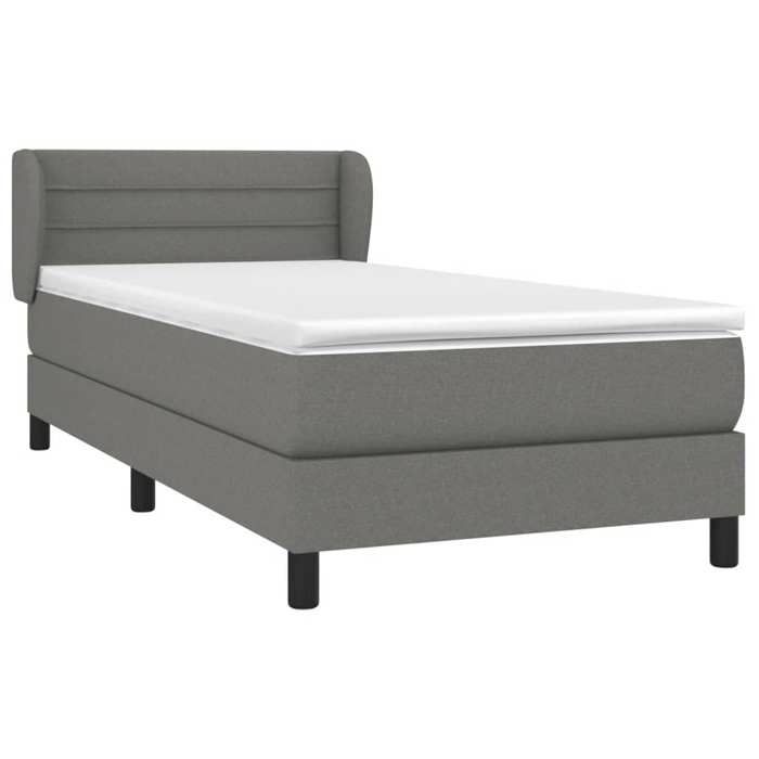 3126294 vidaXL Lit à sommier tapissier avec matelas Gris foncé 90x200 cm Tissu