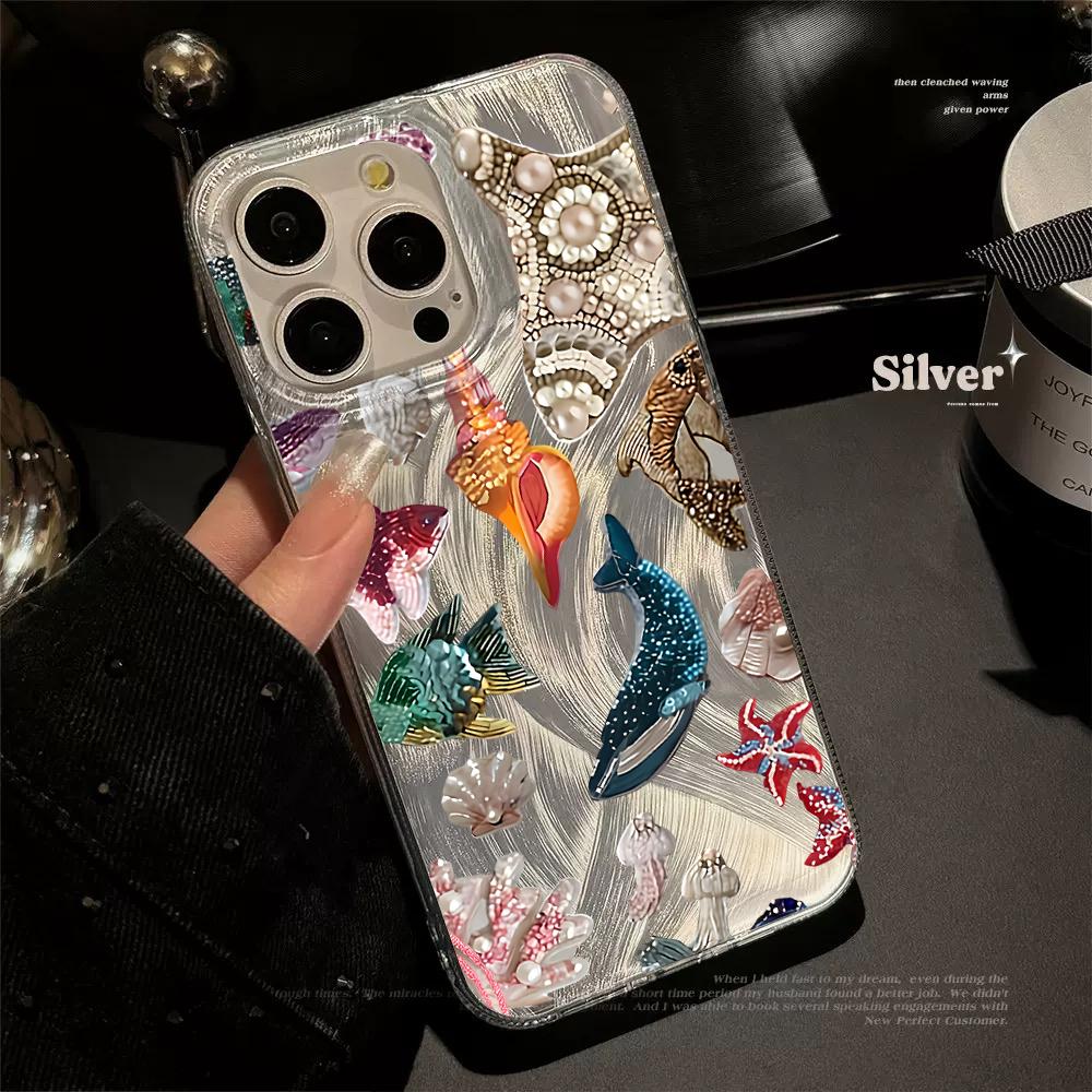 

Летний Морской Отпуск Чехол для Телефона Для iPhone 17 Pro 15 16 14 13 12 11 Pro Max 17e 16e 8 7 Plus XR XS X Серебристый Мягкий Защитный Чехол от Падений iPhone 11 Pro
