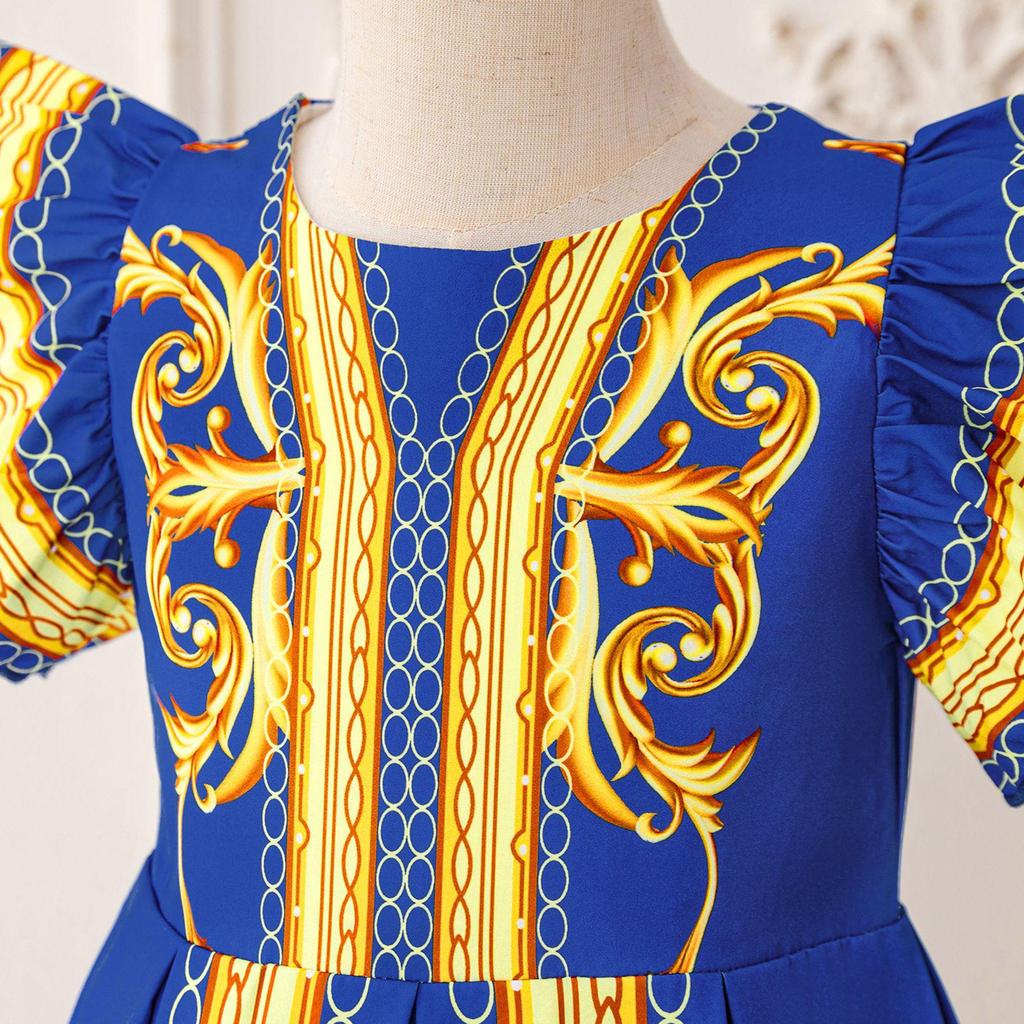 Middle East Cross-Border Pleated Evening Dress for Little Girls - Hot Stamped Princess Party Robe