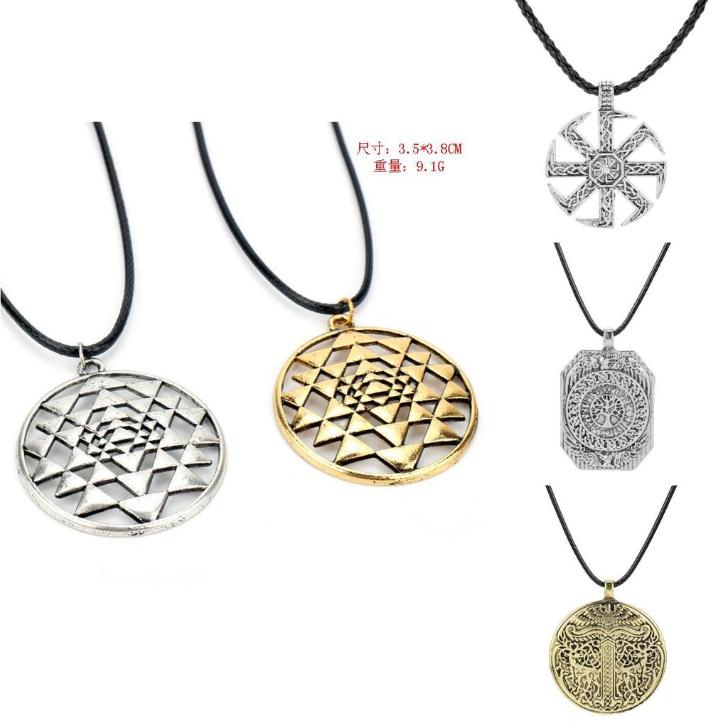 Viking Inspired Pendant Necklace With Electroplated Finish And Leather Cord For Men Women