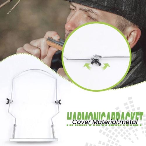 LAMELLIS Harmonica Neck Holder for 10-Hole Blues Harp Organ Stand and Harmonic Rack, Silver