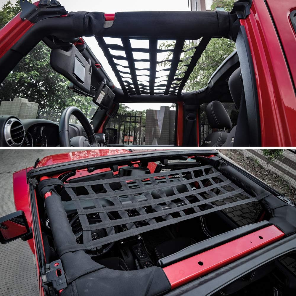 JeCar Netz-Laderaumnetz Dachnetz Hängematte für Jeep Wrangler YJ TJ JK JKU JL JLU 1987-2024 2025+