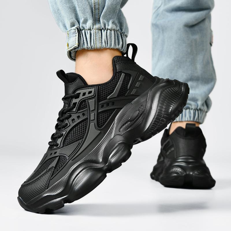 Men'S Large Size 48 Size Light Shock Absorbing Shoes Black Thick Sole Height-Enhancing Sneakers Autumn Trendy Versatile Men Shoe