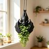 Black Flower Pot With Bat Form and Hanging Cord, Gothicism Bat Planter for Small Foliage, Trailing Foliage and Vertical Indoor Displays for Room Use