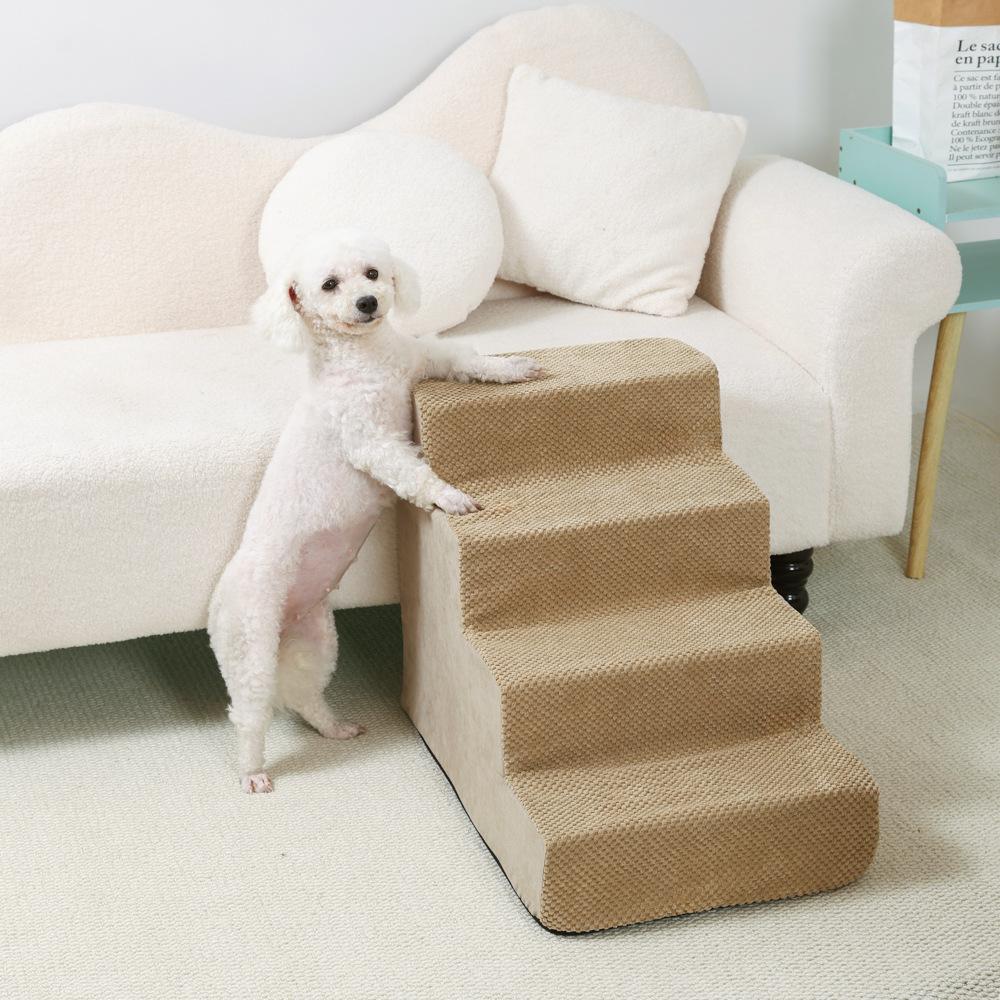 4-5 Step Stair Dog/Cat Ramp Ladder Washable Pet Stairs with Removable Cover Memory Foam Sponge Dogs Pet Ramp Stairs Pet Supplies
