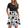 Women's Fashion Casual Loose Round Neck Short Sleeve Printed Pocket Dresses