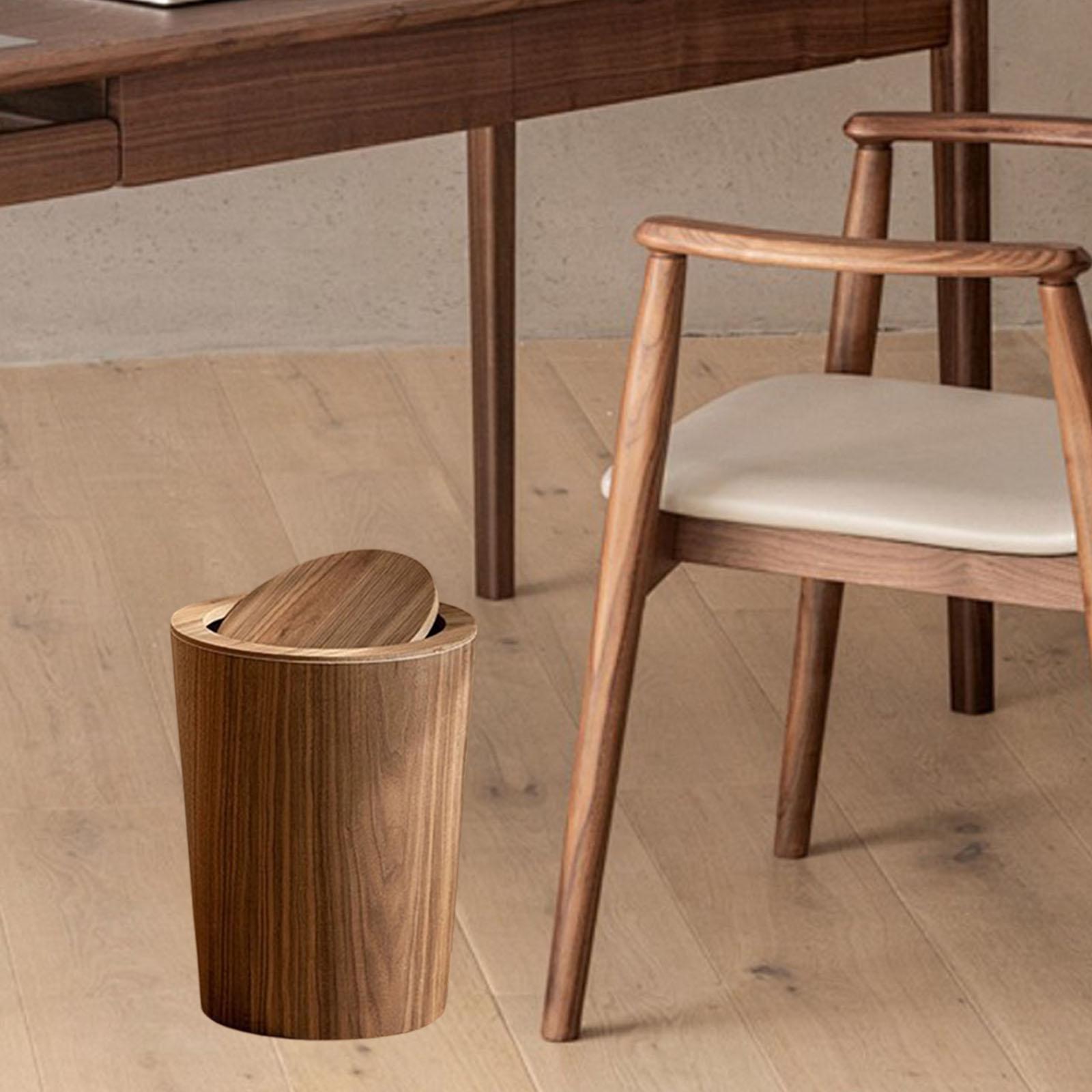 

Wood Trash Can with Lid Kitchen Garbage Basket for Office Bathroom Kitchen
