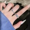 Single Diamond Sea Blue Zir*****Pen Ring Color Treasure Light Luxury Simple With Diamond Niche Design Fashion Ring Woman