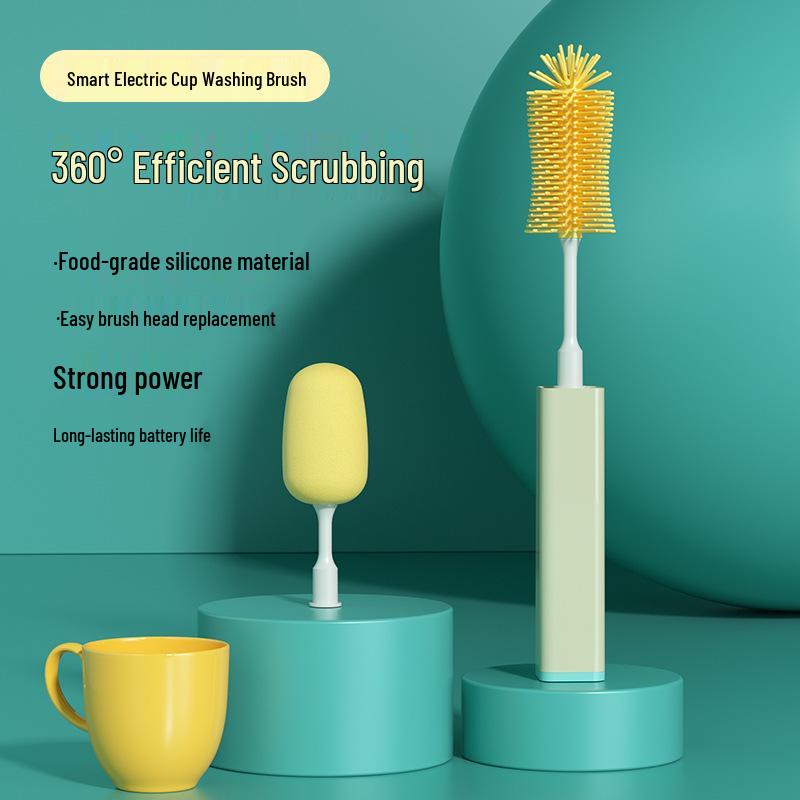 Long-lasting Electric Baby Bottle Cleaning Brush with Food-Grade Bristles for Powerful and Efficient Cleaning - A Must-Have for Moms and Babies.