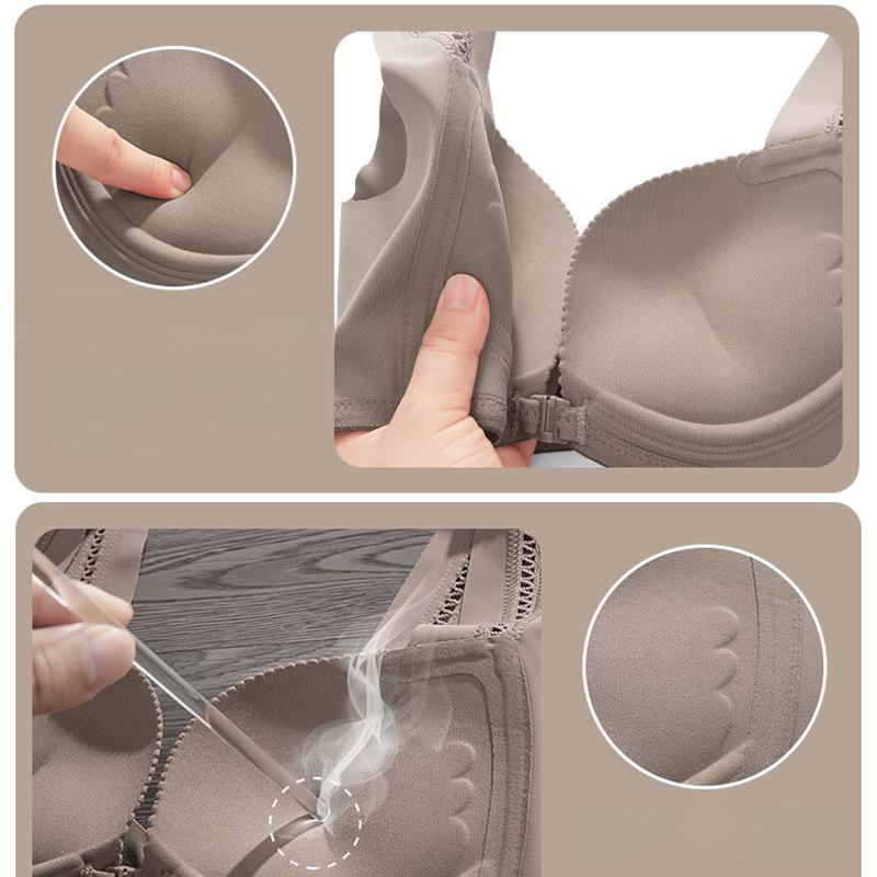 Original Japanese Light Cotton Seamless Front Buckle Bra for Small Chests - Thick, Gathered, No Steel Ring