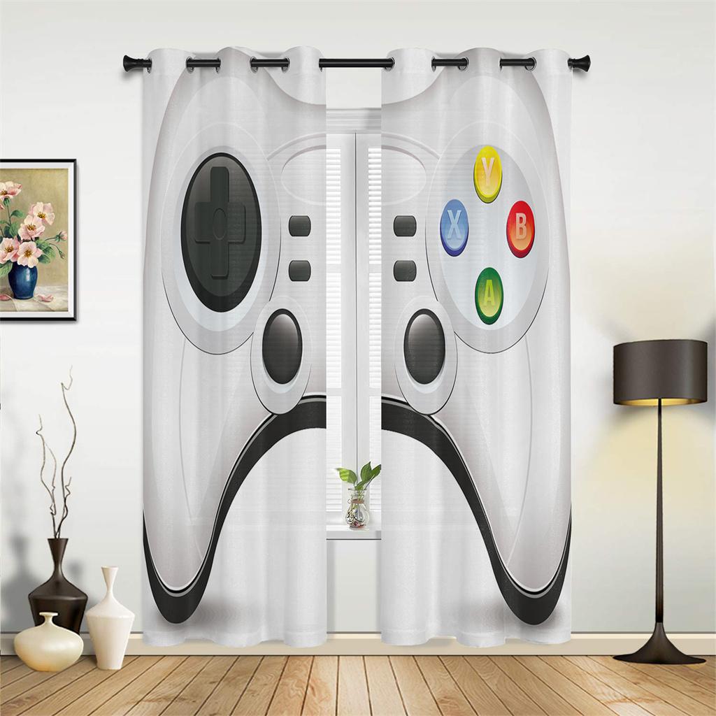 Gamer Machine Gamepad Button Video Cartoon Window Curtains Drapes For Bedroom Children Kids Living Room Kitchen Door Home Decor