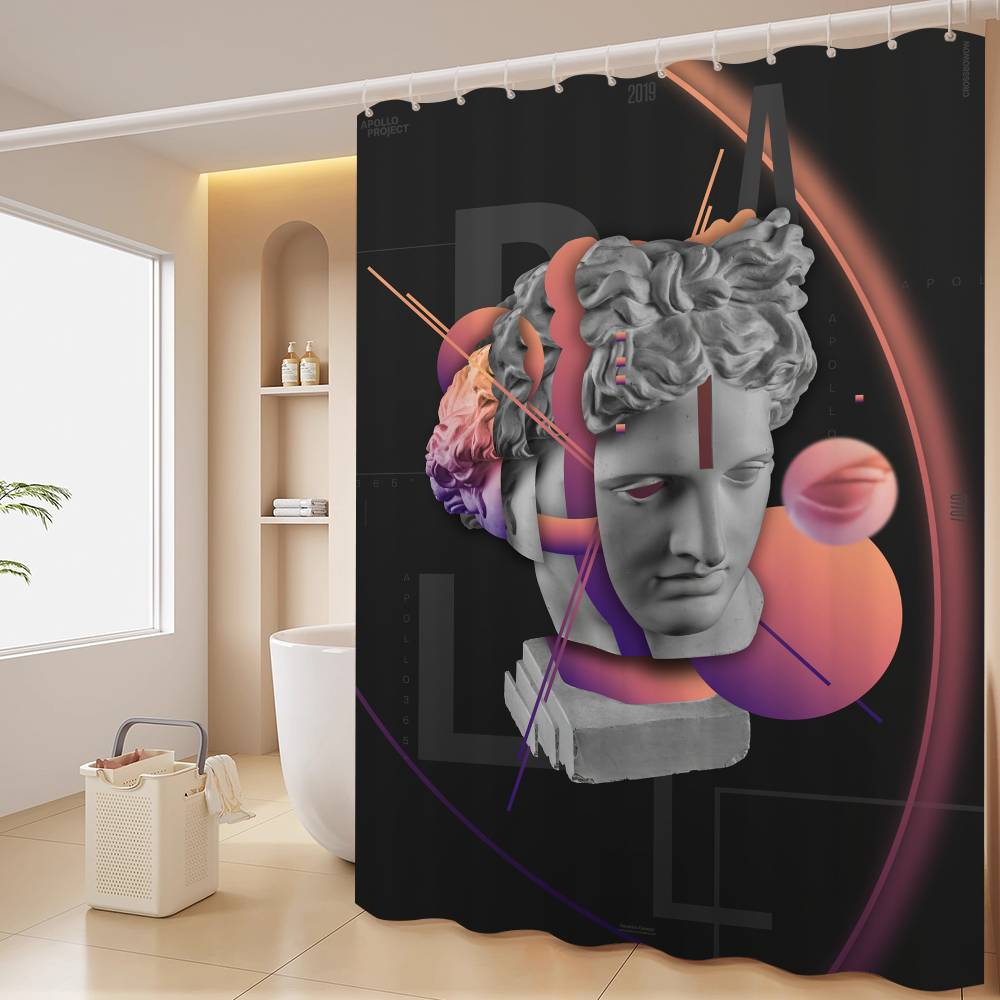 Statue David Graphic Designer Polyester Shower Curtain Waterproof Rust Resistant Grommet Easy Care Wipe Clean Durable