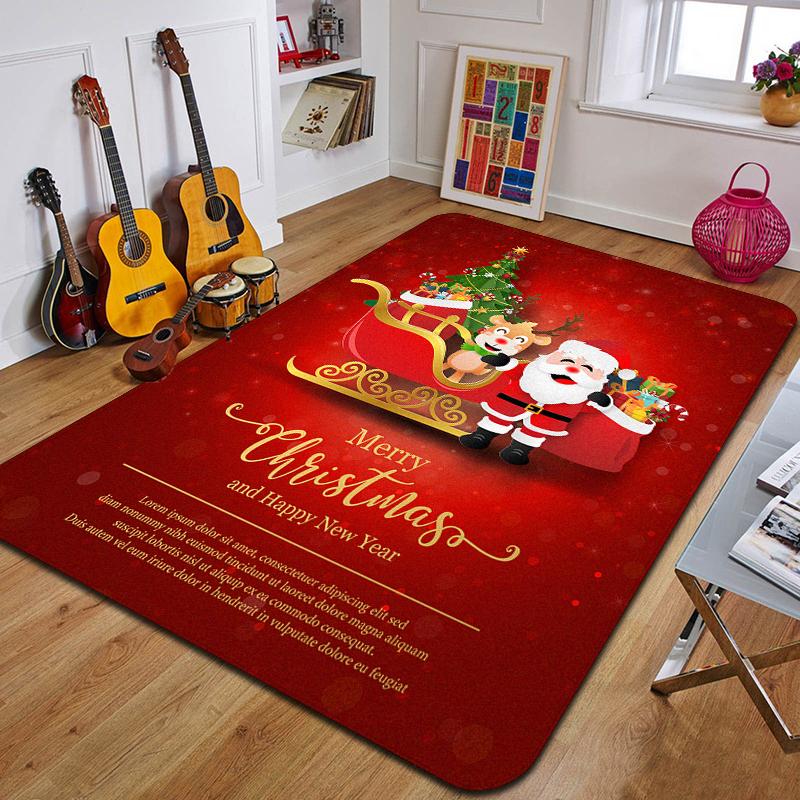 Weihnachtsmann Teppich bedruckte Eingangsfußmatte Wohnzimmer Schlafzimmer Badezimmer rutschfester Teppich Heimdekorative Bodenmatte Neujahrsgeschenk