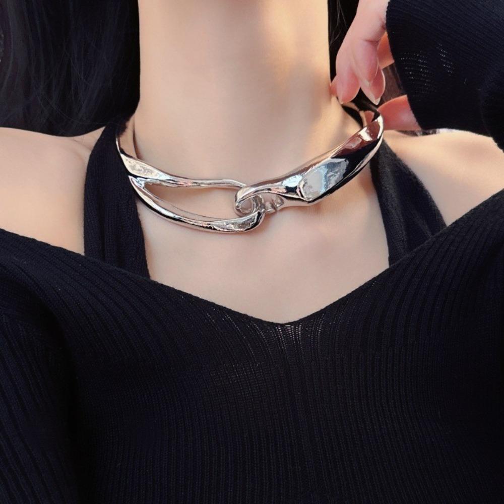 Gold Color Choker Necklace Heavy Metal Twisted Chain Exaggerated Chunky Chain Necklace  Men