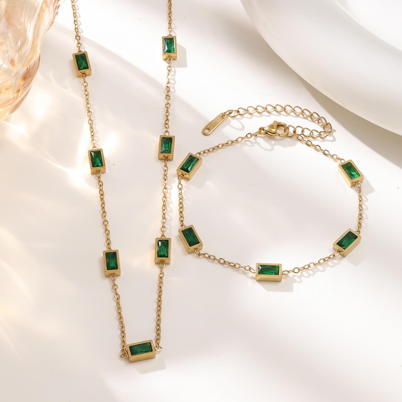 Европейский и американский легкий люкс набор ожерелье и браслет из нержавеющей стали 18K