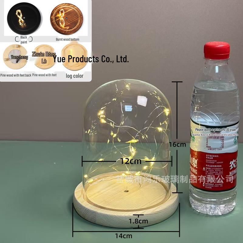 Luminous Sea Urchin Glass Dome with Preserved Flowers and String Lights