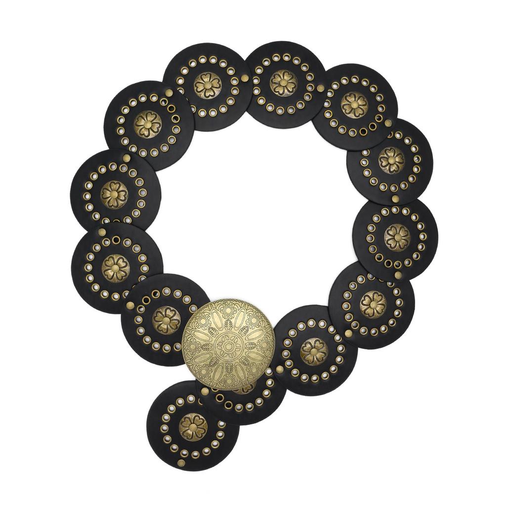 Vintage Western Denim Style Personalized Belt Women'S Metal Splicing Hollow Gas Eye Waist Seal