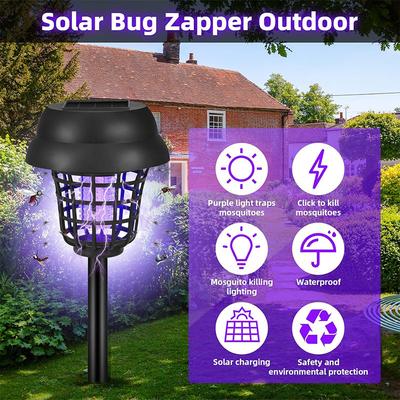 Mosquito Killer Solar Electric Shock Repellent Lamp Waterproof Bug Zapper LED Light for Outdoor Garden Lawn Camping Villa Use