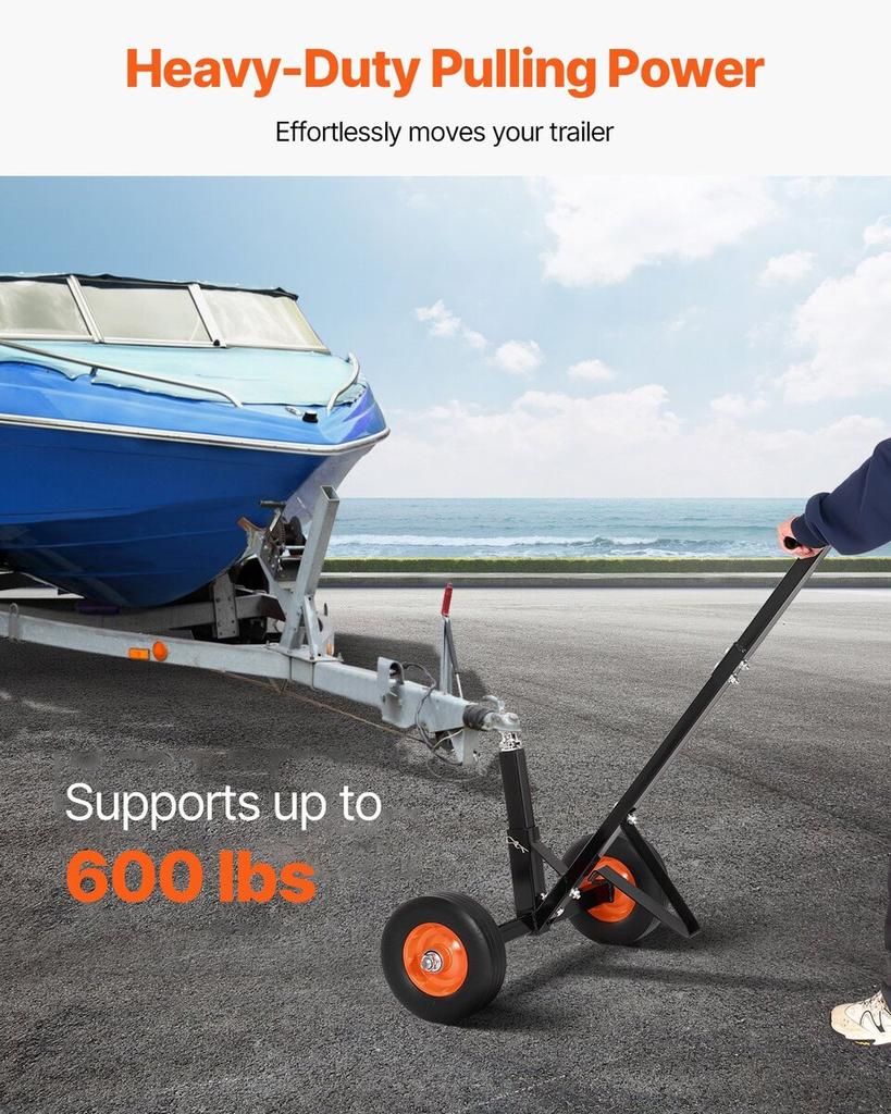 600lbs Trailer Dolly 16.5 and 22 inAdjustable Height 1-7/8 In Ball Solid Tires