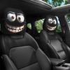 2 Stück Universal Autositzbezug Schwarz Totenkopfmuster Autositz Kopfstütze Auto Kopfstützbezug Halloween