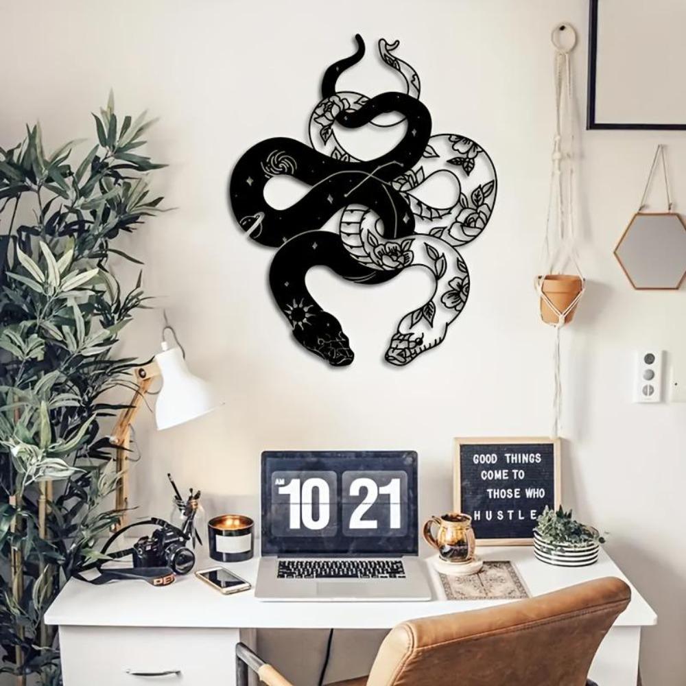 Two Headed Snake Metal Wall Art Indoor Outdoor Decor Modern Classic Luxury Home Halloween Christmas Gift