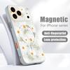 Cartoon Floral Pattern Case For iPhone 17 Pro Max Funda iPhone 16 15 14 13 Pro Max Magnetic For Magsafe Hybrid Slim Matte Cover Daisies Peach Blossom