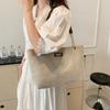 Large Capacity Canvas Shoulder Bag with Leather Strap, Casual Versatile Tote Bag with Deer Charm Crossbody Bag for Women Commute