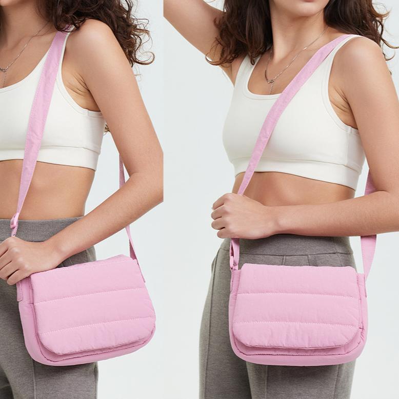 Nylonová malá čtvercová taška Dámská spona Bavlna s širokým popruhem přes rameno Jednoduchá lehká kabelka s klopou