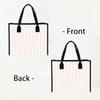 Striped Canvas Tote Bag Large Capacity Shoulder Handbag for Daily Shopping Commute