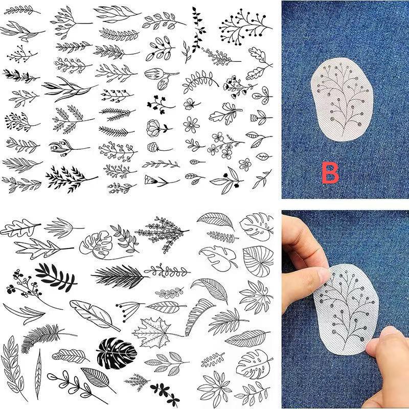 DIY Water Soluble Embroidery PatternWash Away with Pre-Printed Pattern Designs Stencils Transfers for Hand Sewing Lover Beginner