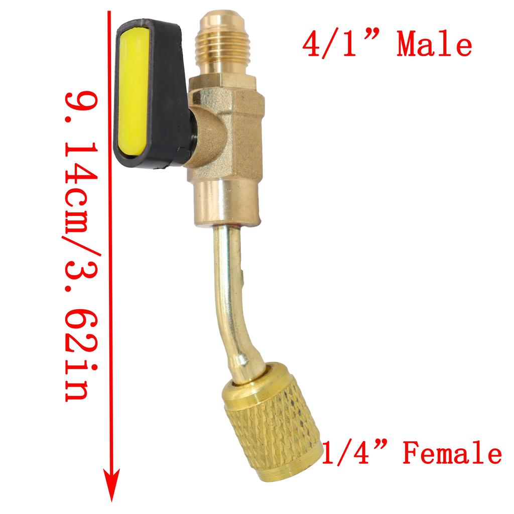 Air Conditioning Refrigerant Angled Compact Ball Valve Fits for HVAC R12 R22 R410a Charging Hoses AC Refrigerant Adapter