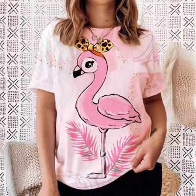 Été Dessin Animé Imprimé 3D Femmes Commuting Col Rond Manches Courtes T-Shirts Femme