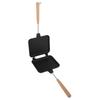 Double Sided Frying Pan Aluminum Solid Wood Anti Stick Stovetop Sandwich Maker for Gas Stove Induction Stove