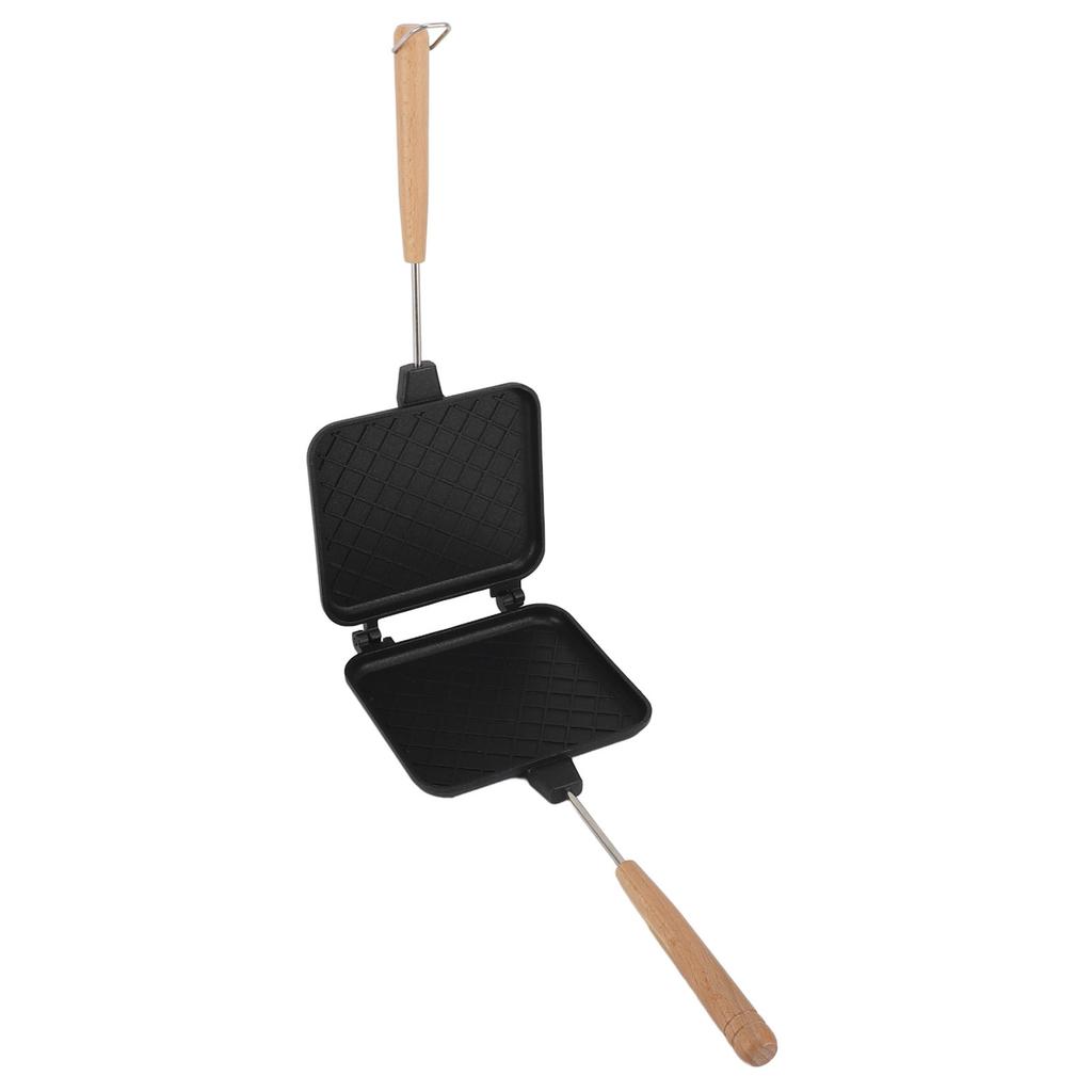 Double Sided Frying Pan Aluminum Solid Wood Anti Stick Stovetop Sandwich Maker for Gas Stove Induction Stove
