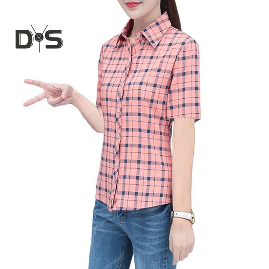 Damen-Shirt mit Blumen- und Karomuster, regulärer Stil, Knopfleiste, lässiges Hemd, Oberteile, Freizeit, Party, Alltag