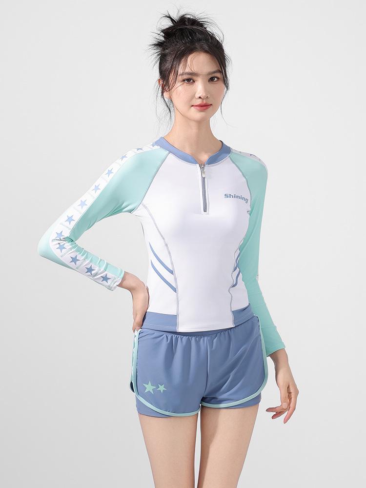 Women's Long Sleeve Two-Piece Swimsuit - Flaw-Hiding, 2025 Style for Slightly Overweight Figures