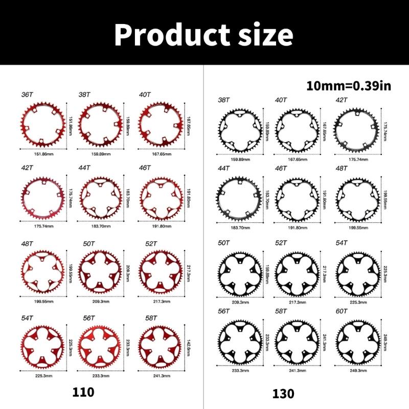 110BCD/130BCD Narrow Wide Chainring Aluminum Alloy Mountain Bicycles 5 Screws Round Chainring Direct Mounted Chainring