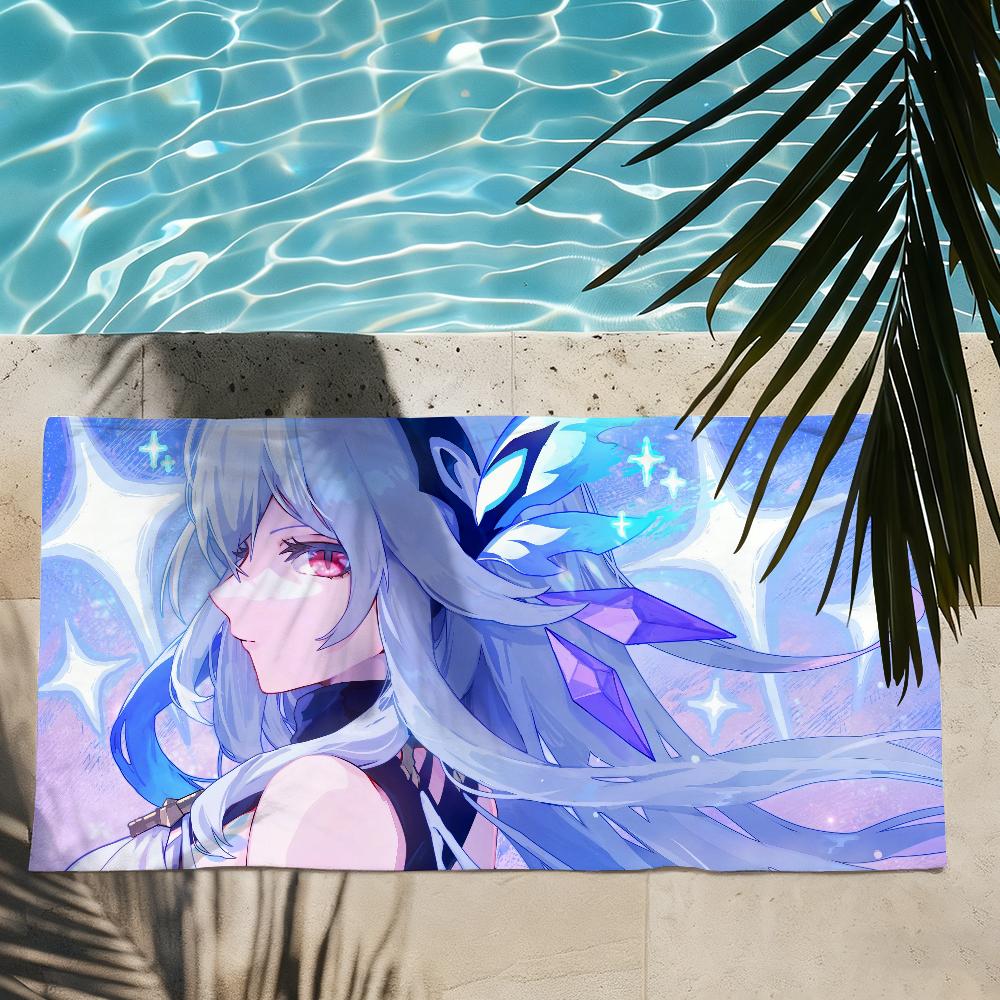 Game Skirk Genshin Impact Towel Soft Lightweight Anti-Sand Large Beach Towel Quick-Drying Bath Sports Family