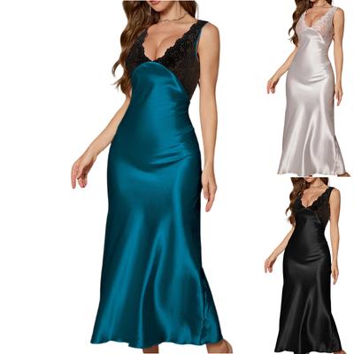 Fustă de noapte pentru femei, Sexy, cu bretele cu dantelă, Subțietoare și elegantă, Fustă lungă de noapte, Îmbrăcăminte de casă