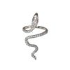 Vintage Punk Snake Shape Ring for Men Women Korean Elegant Opening Adjustable Crystal Rings Weddings Party Zircon