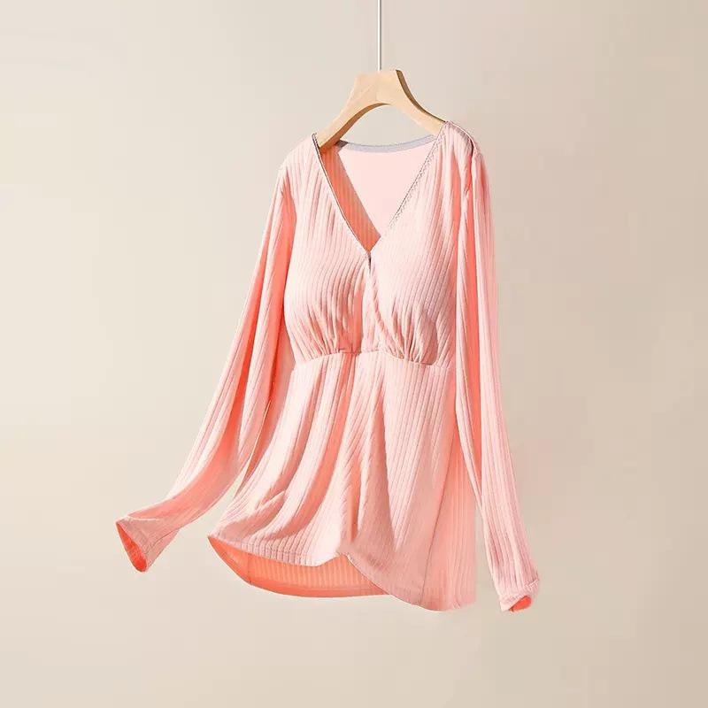 Summer Thin Modal Nursing Pajamas: Long Sleeve Set for Pregnant & Postpartum Women