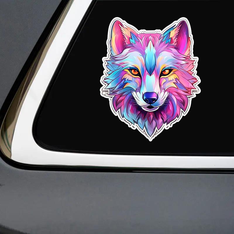 Colored Wolf Car Sticker Vinyl Decal Waterproof Rear Window Motorcycle Camper Bumper Truck Laptop Decoration TM11