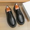 Luxury Men's Plus Size Leather Shoes Man Round Toe Thick-Soled Height Increase Lace-Up Formal Business Wedding Work Men Shoes