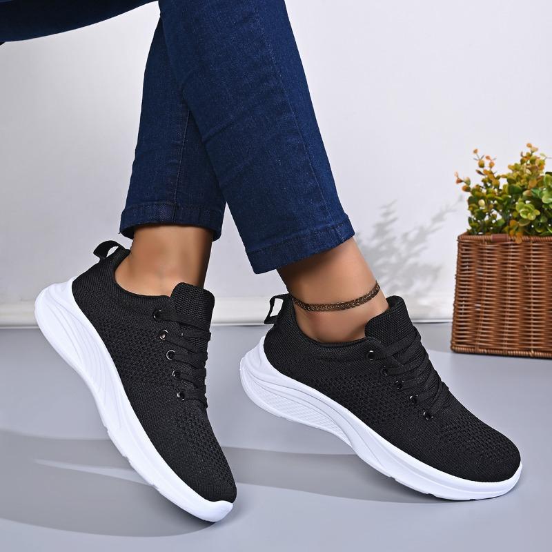 

Comfortable Sneakers Spring and Autumn New Round Toe Mesh Lace-Up Soft-Sole Non-Slip Low-Top Single 43 чорний