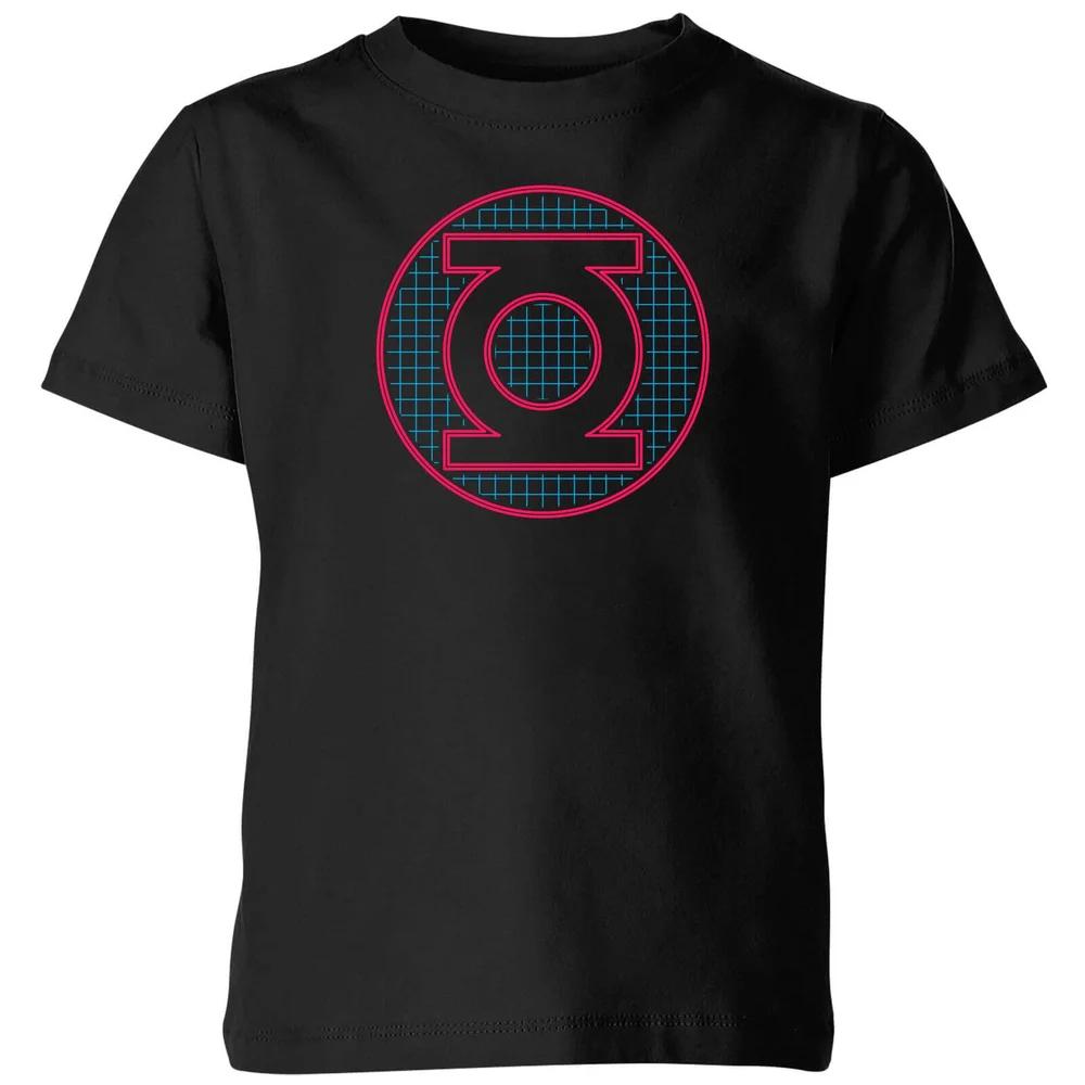Justice League Green Lantern Retro Grid Logo Kids  T-Shirt - Black - 3-4 Years 130