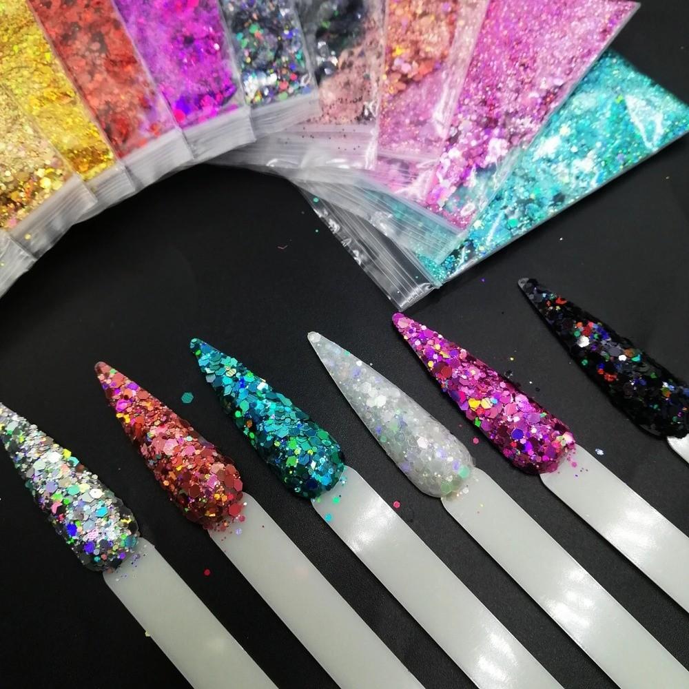 New Holographic Nail Glitter Powder Laser Rainbow Chrome Nail Powder Linear Glitter Diamond Nail Art Glitter Facepaint