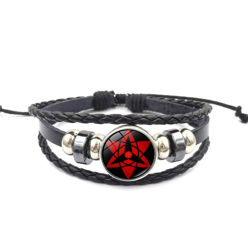 

Unique Naruto Sharingan Leather Bracelet Alloy Plated Simplistic Accessory Hand 387417