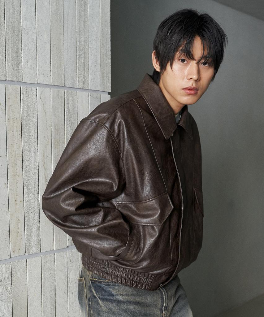 Sperone A-2 Washed Leather Jacket (Brown)