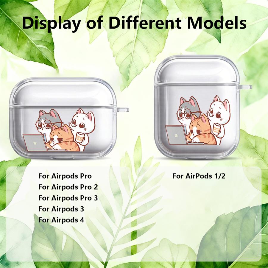 Case For Airpods Pro3 Pro2 2 4 1 3 Pro Clear Earphone Cases Cover Cute Cat